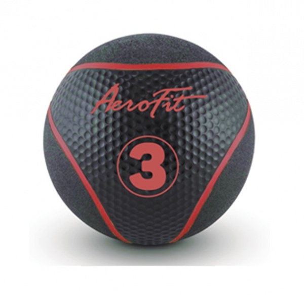 Набивной мяч Aerofit AFMB3 3 кг, черный/ красные полоски