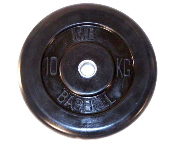 Диск Barrbell обрезиненный литой для гантелей и штанг MB-PltB26 26 мм 10 кг