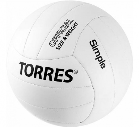 Мяч волейбольный Torres Simple SS21, V32105, белый цвет, 5 размер