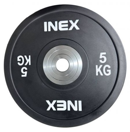 Олимпийский диск в уретане INEX PU Bumper Plate 5 кг, черный/серый