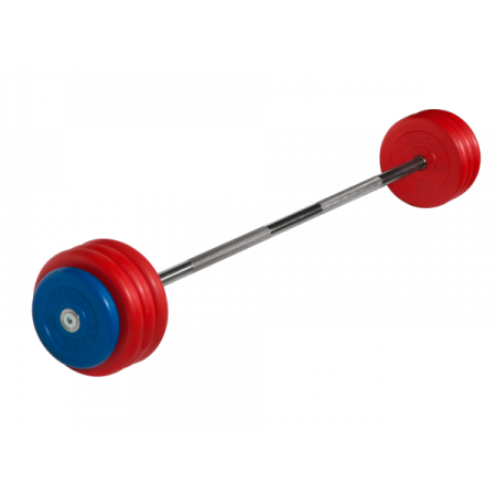 Штанга неразборная с цветными дисками, 25 мм, 40 кг MB BARBELL MB-BarMW-C40