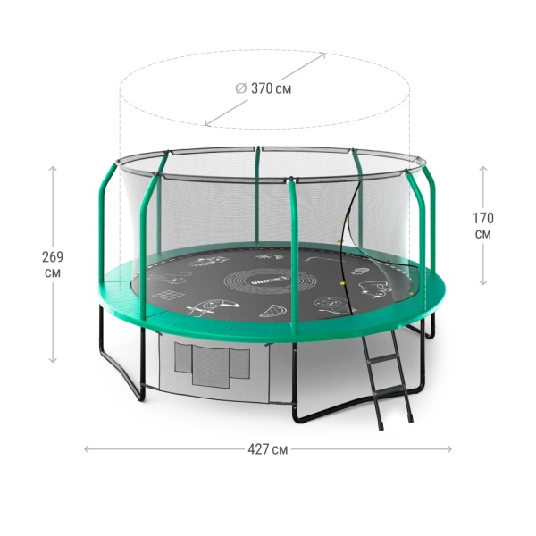 Батут UNIX line SUPREME GAME 14 ft (green)
