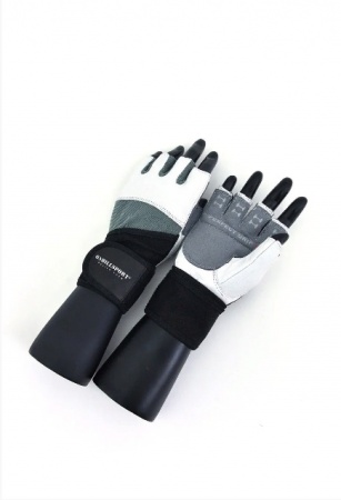 Перчатки для фитнеса с фиксатором мужские кожа белые Q10