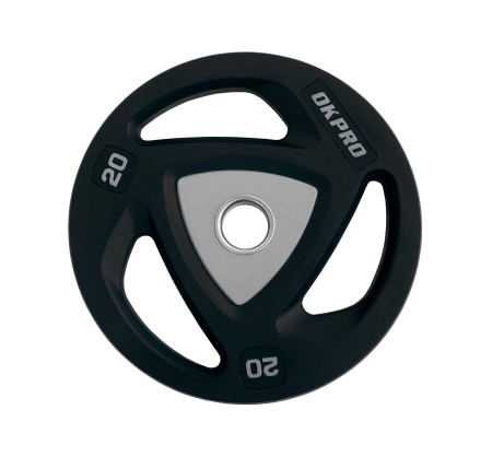 Диск олимпийский полиуретановый 20 кг OKPRO серый лого