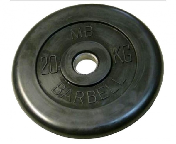 Диск Barrbell обрезиненный литой для гантелей и штанг MB-PltB26 26 мм 20 кг