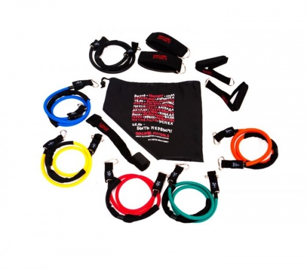Набор эспандеров Fit Tools трубчатых (6 шт.) и аксессуаров в сумке FT-TRTE-MULTISET