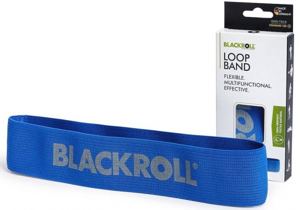 Мини-эспандер текстильный BLACKROLL® LOOP BAND 30 см (тяжелое сопротивление, синий)