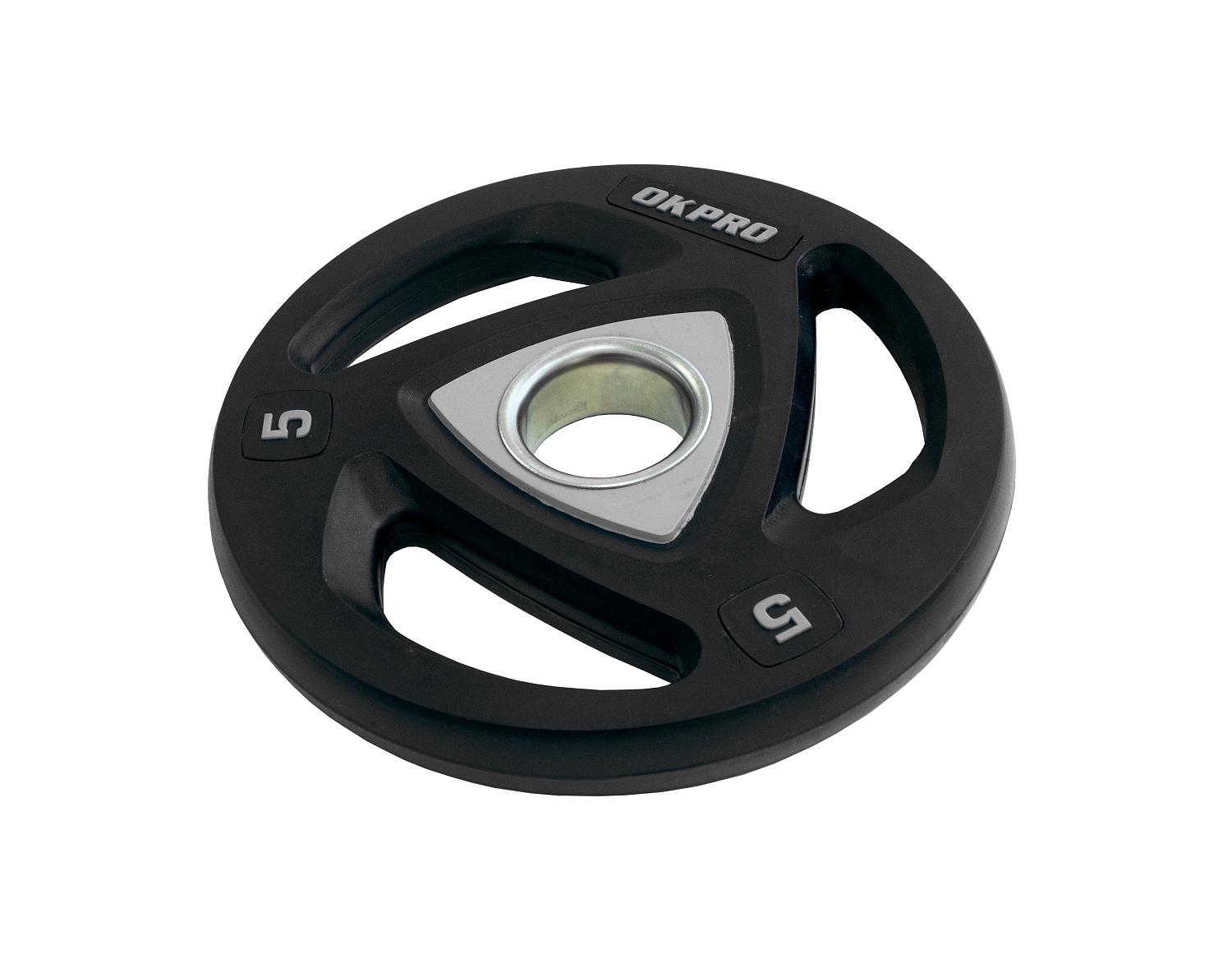 Диск олимпийский полиуретановый 5 кг OKPRO серый лого