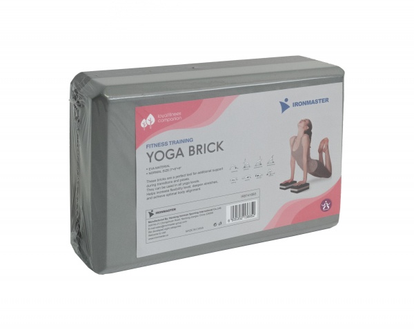 Блок для йоги серый-черный
