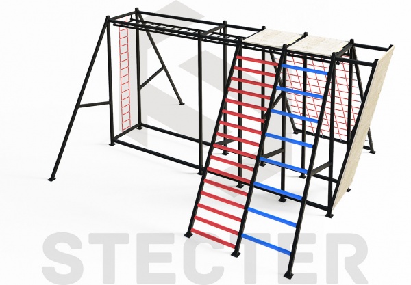 Комплекс "Царь Горы" (рукоход, скалодром, канатная сетка, лестницы с переменным шагом и канатом) STECTER