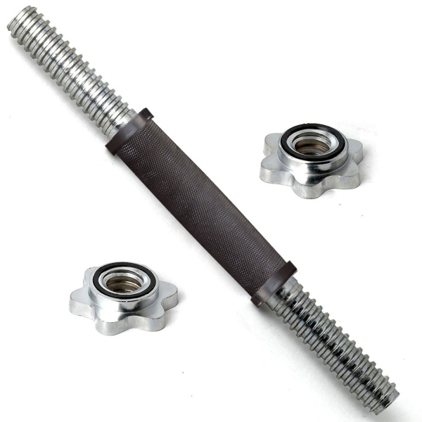 Гриф гантельный хром 350 мм 26 мм замок кольцевая гайка, ручка с резиновым покрытием RB14TR-26