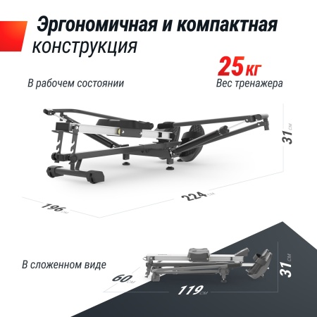 Гребной тренажер UNIX Fit гидравлический 320G