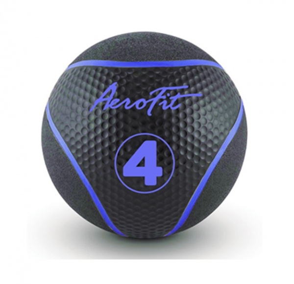 Набивной мяч Aerofit AFMB4 4 кг, черный/ голубые полоски