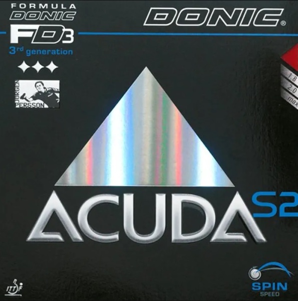 Накладка для ракетки настольного тенниса DONIC Acuda S2, Черный , размер 2,0
