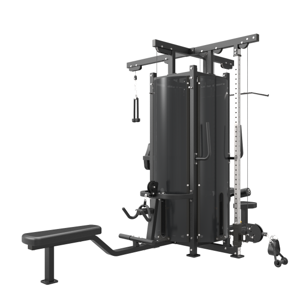 IF9327 4-х стековая мультистанция, двойная верхняя и гребная тяги, трицепс, регулируемая тяговая колонна,  Impulse Base  (91 кг), полное зачехление весового стека