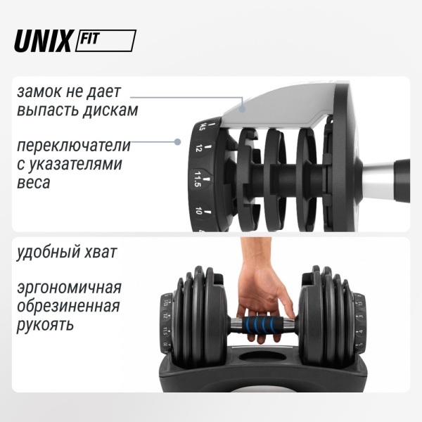 Гантель со ступенчатой регулировкой Unixfit 24kg