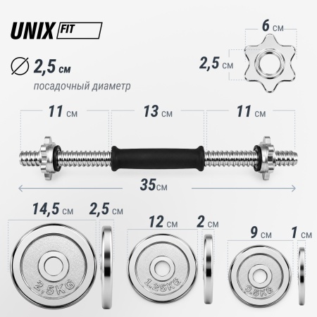 Набор гантелей UNIXFIT в кейсе 30kg