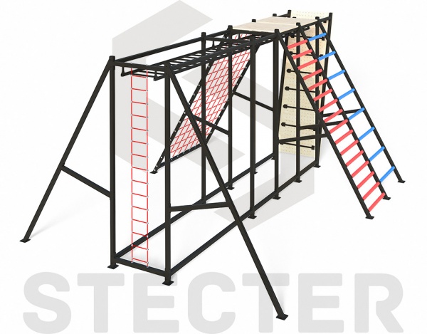 Комплекс "Царь Горы" (рукоход, скалодром, канатная сетка, лестницы с переменным шагом и канатом) STECTER