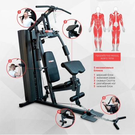 Многофункциональная силовая станция Protrain (Весовой стек 90кг)HG10250