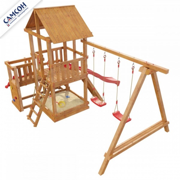 Детская деревянная игровая площадка Сибирика с 2-я горками