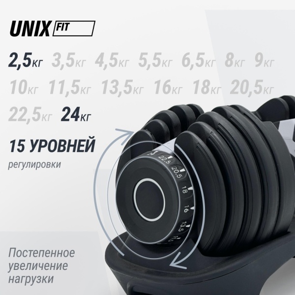 Гантель со ступенчатой регулировкой Unixfit 24kg