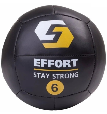 Медицинбол Effort EMD6, кожзам, 6 кг, черный