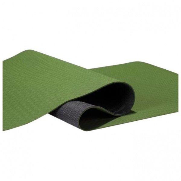 Мат для йоги 6 мм двухслойный зеленый-черный FT-DLR-TPE6-GREEN-BK