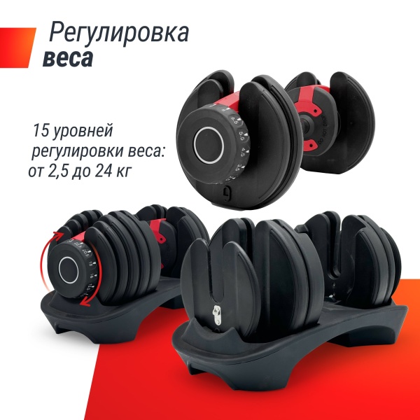 Гантель со ступенчатой регулировкой Unixfit 24kg