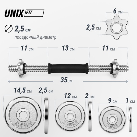 Набор гантелей UNIXFIT в кейсе 20kg