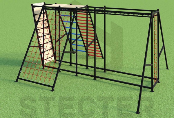 Комплекс "Царь Горы" (рукоход, скалодром, канатная сетка, лестницы с переменным шагом и канатом) STECTER