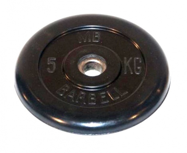 Диск Barrbell обрезиненный литой для гантелей и штанг MB-PltB26 26 мм 5 кг