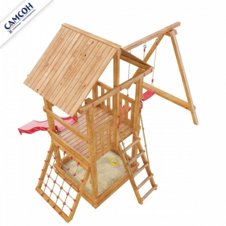 Детская деревянная игровая площадка Сибирика с сеткой