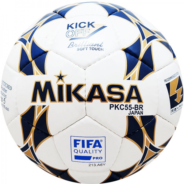  Мяч футб. "MIKASA PKC55BR-2", р.5, FIFA Quality Pro, 32п, ПУ,руч.сш, лат.кам, бел-син-золот.