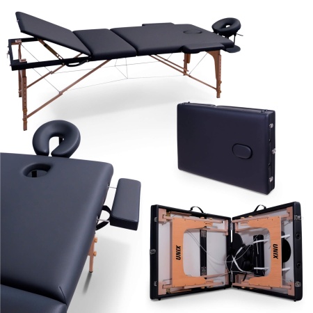 Массажный стол UNIX Стандарт / Standard 3 секции черный