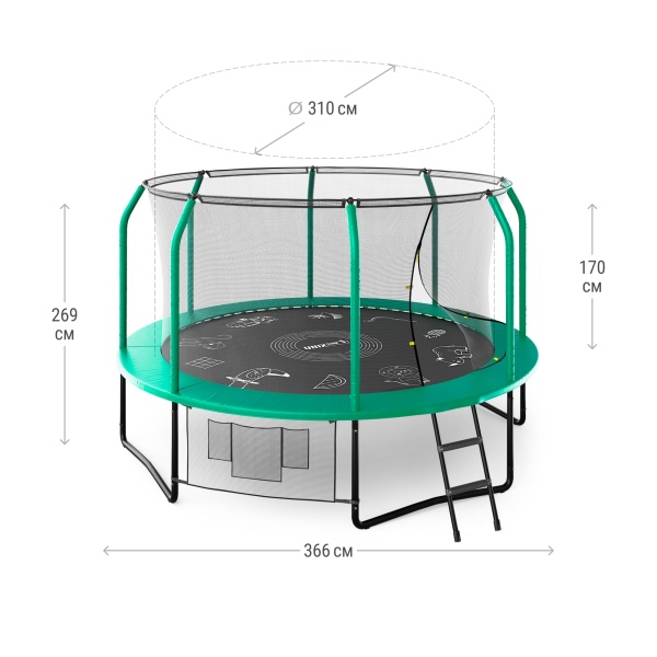 Батут UNIX line SUPREME GAME 12 ft (green)