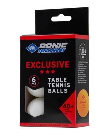 Мяч для настольного тенниса Donic 3* Exclusive, белый, 6 шт.