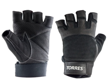 Перчатки для занятий спортом TORRES напульсник, нейлон, натуральная кожа, Размер xl