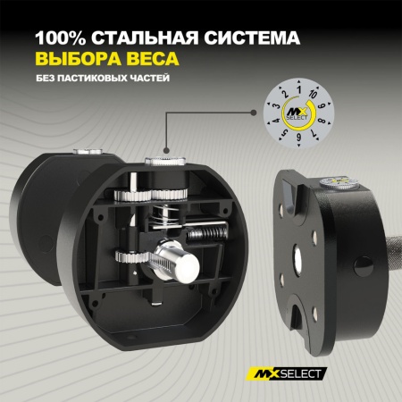 Гантели регулируемые MX Select MX100 EVO, рифленая стальная рукоять, вес 5.9-45.4 кг, 2 шт