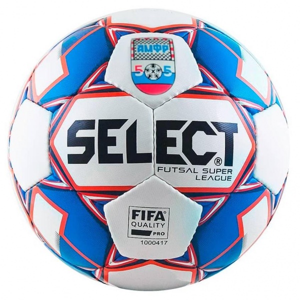 Мяч футзальный  Select SUPER LEAGUE АМФР FIFA №4, бел/син/крас