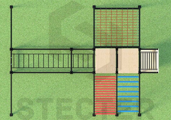 Комплекс "Царь Горы" (рукоход, скалодром, канатная сетка, лестницы с переменным шагом и канатом) STECTER