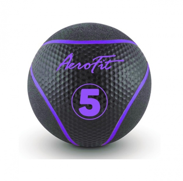Набивной мяч Aerofit AFMB5 5 кг, черный/ фиолетовые полоски