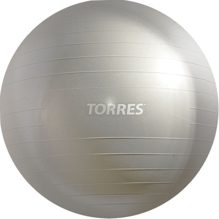 Мяч гимн. TORRES, AL121165SL, диам. 65 см, эласт. ПВХ,с защ. от взрыва, с насосом, серый