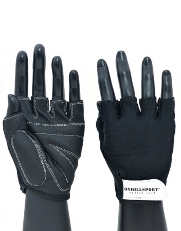 Перчатки для фитнеса OnhillSport с фиксатором unisex кожа черные Q12, размер S
